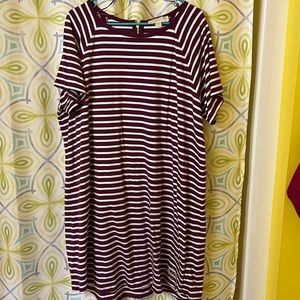 Michael Kors 2x magenta and white striped dress.